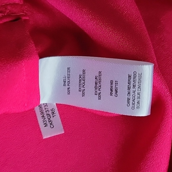 Bright Pink Calvin Klein Button Zipper Small Dressy Blouse - Picture 7 of 8